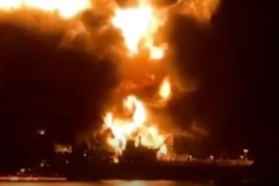 Video: Fuel tankers erupt in flames after Iranian boat attacks