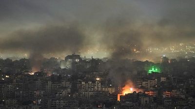 Aftermath of Israeli air strikes in Beirut’s southern suburbs