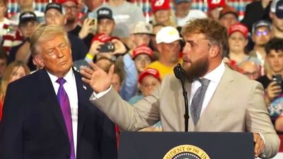 Sweat-drenched Jake Paul disgusts at Kentucky Trump rally: ‘tough look for a man with a line of antiperspirant’