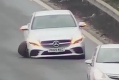 Man drove for miles along M1 motorway after car lost wheel in crash