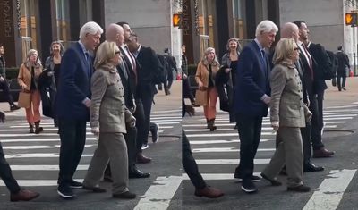 Viral: Bill Clinton Seen Nudging Hillary Clinton at Busy NYC Crossing—Netizens Say He's Pushing Her