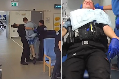 CCTV shows moment police officer knocked unconscious by headbutt