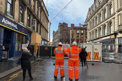 Demolition of fire-damaged building near Glasgow Central begins