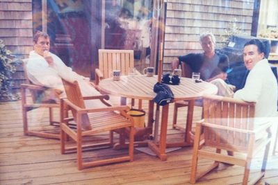 Andrew and Lord Mandelson pictured in bathrobes with Jeffrey Epstein