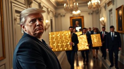 Cart of giant gold bars spotted in White House hallway during Donald Trump meeting. But why?