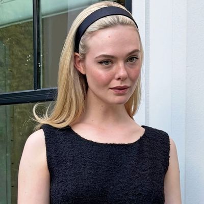 Elle Fanning Is So CBK-Coded in a '90s-Inspired Headband and a Vintage Balenciaga LBD