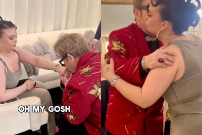 Elton John brings Lola Young to tears with special gift at Oscars party