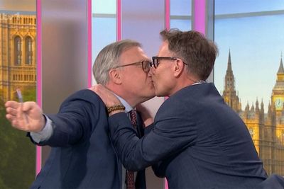 Good Morning Britain’s Ed Balls and Richard Arnold recreate Harry Styles’ SNL kiss live on air
