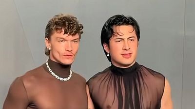 Heated Rivalry Stars Hudson Williams, Connor Storrie Hug During Vanity Fair Oscars After-Party Reunion