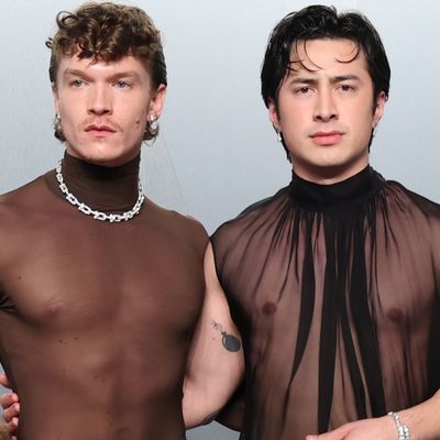Hudson Williams and Connor Storrie "Didn't Plan" On Coordinating Naked Shirts at the 2026 'Vanity Fair' Oscar Party