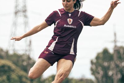 Iranian women soccer players granted asylum in Australia are pictured training in Brisbane