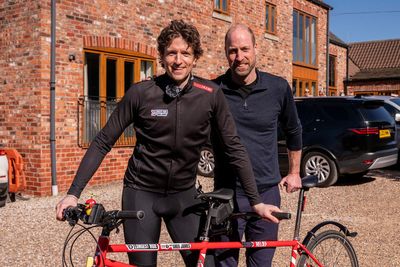 Prince William joins Greg James on surprise tandem bike ride for Comic Relief