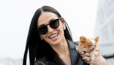 Demi Moore's cool oversized blazer, layered shirt and statement bolo-necklace reveals a modern take on classic tailoring