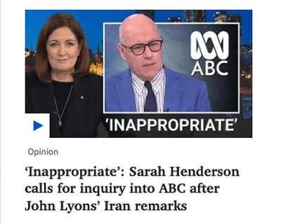 ABC says nothing to see here after senator lines up with News Corp over Iran war coverage