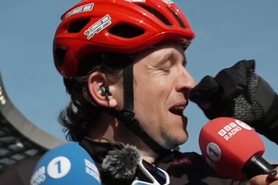 ‘Never cycling again!’Greg James breaks down after completing 10-day bike ride, raising £3.3m