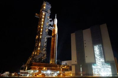 Nasa’s Artemis moon rocket back on launch pad ahead of possible April launch