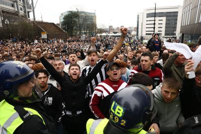 Newcastle and Sunderland fans clash minutes before kick-off