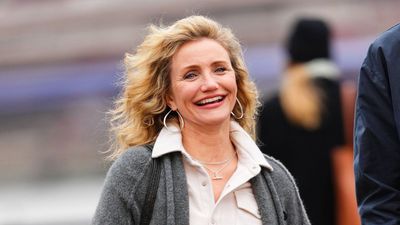 Cameron Diaz's wide-leg jeans, long cardigan and heeled boots formula is the smart-casual outfit worth wearing into spring