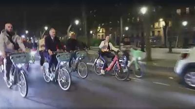 New Paris mayor Emmanuel Grégoire cycles to city hall after election win