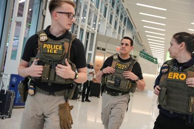 Photos show ICE agents at US airports where the partial government shutdown triggered delays