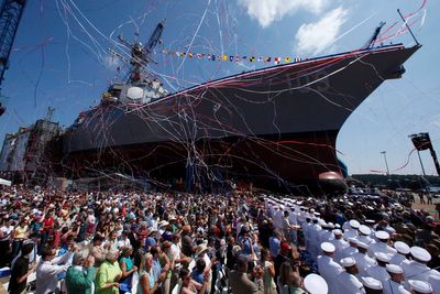 Hundreds go on strike at major Navy shipbuilder in Maine over wages and benefits