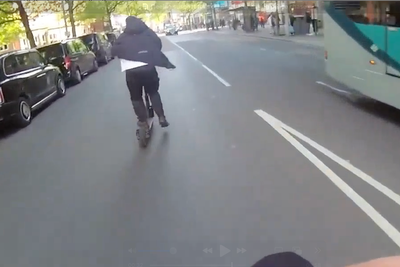 Fleeing suspect tumbles from illegal e-scooter during police chase