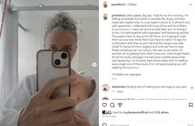 Ricky Gervais' partner Jane Fallon undergoes breast cancer surgery