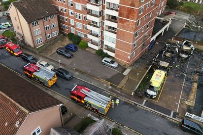 Dramatic footage shows the moment ambulance explodes in Golders Green