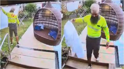 Postman takes washed clothes out of the rain; CCTV footage captures the 'one in a million' moment