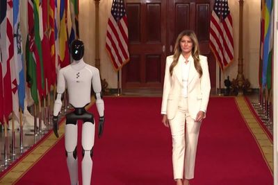 Melania Trump shows up to White House summit with new companion at her side - a humanoid robot