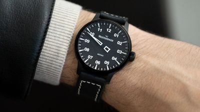 This single-hand MeisterSinger watch comes alive at night