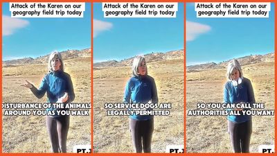 ‘Dogs are not allowed’: Indignant Karen insists service dogs are not allowed in Colorado wildlife park, gets schooled by bunch of students