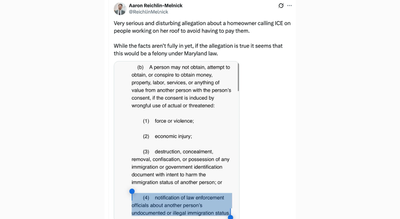 Woman allegedly uses ICE on workers just before roofing job finished to ‘avoid’ paying $10,000 bill