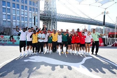On the ground with three World Cup legends for Puma's kit block party in New York City