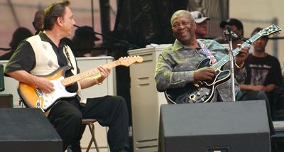 “When we did the tribute to my brother, we had B.B. King, Eric Clapton, Robert Cray, Buddy Guy. And just to watch B.B. playing close up was amazing”: Jimmie Vaughan was a garbage man listening to B.B. King. Then he wound up touring with his hero