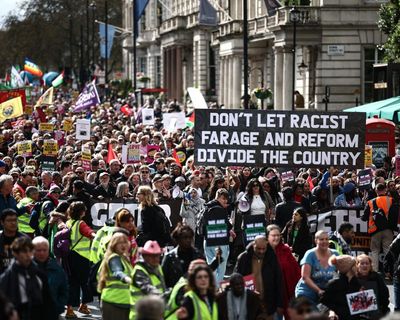 Thousands march against far right in London in biggest ever multicultural protest