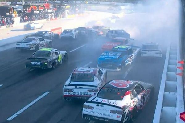 Missed shift sparks race-halting pileup crash in Martinsville NASCAR race