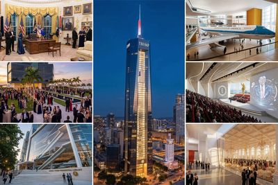 Trump releases his vision of a skyscraper presidential library with gold escalator and no books in sight