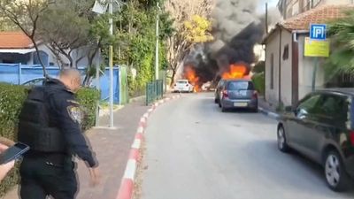 Emergency services respond to fire in central Israel after Iranian missile attack