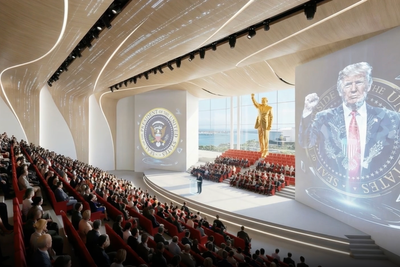 Newsom notes Trump’s proposed gold statue in his library ‘looks awfully familiar’ to dictators