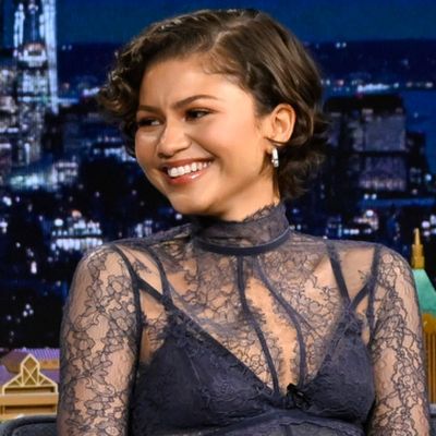 Zendaya Blends Bridal Lingerie and "Something Blue" Into One 'Tonight Show' Dress