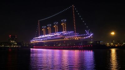 RMS Titanic leaves Belfast docks again 114 years after it sank, in drone form