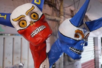 Two-headed Trump and Netanyahu figure set alight at ‘Burning of Judas’ festival