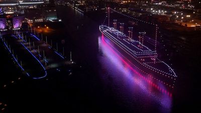 Haunting Titanic tribute made of 950 drones sails through Belfast harbor – but it was kept secret from the public