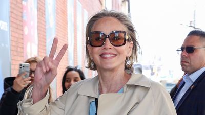 Sharon Stone signals the start of trench coat season, and her simple styling offers a combination that won't date