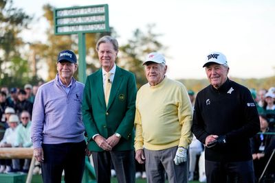 Jack Nicklaus, Gary Player and Tom Watson get the 90th Masters under way