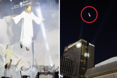 He is risen and risen and risen: ‘Jesus’ actor disappears into sky during Easter celebration