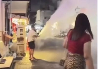 Foreigners set off fire extinguisher on Walking Street