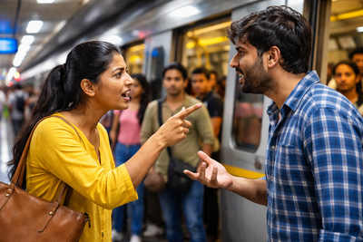 “Main Kamaun, Ghar Bhi Sambhalun?” Delhi Metro Couple Fight Goes Viral