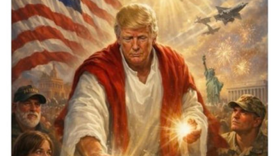 Donald Trump Post a Religious Style Image of Himself as God After Attacking the Pope Twice